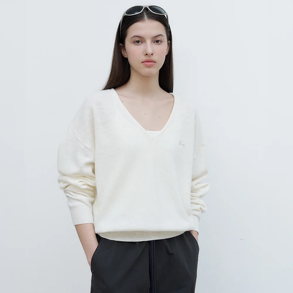 Rosh Deep V-Neck Knit - Ivory