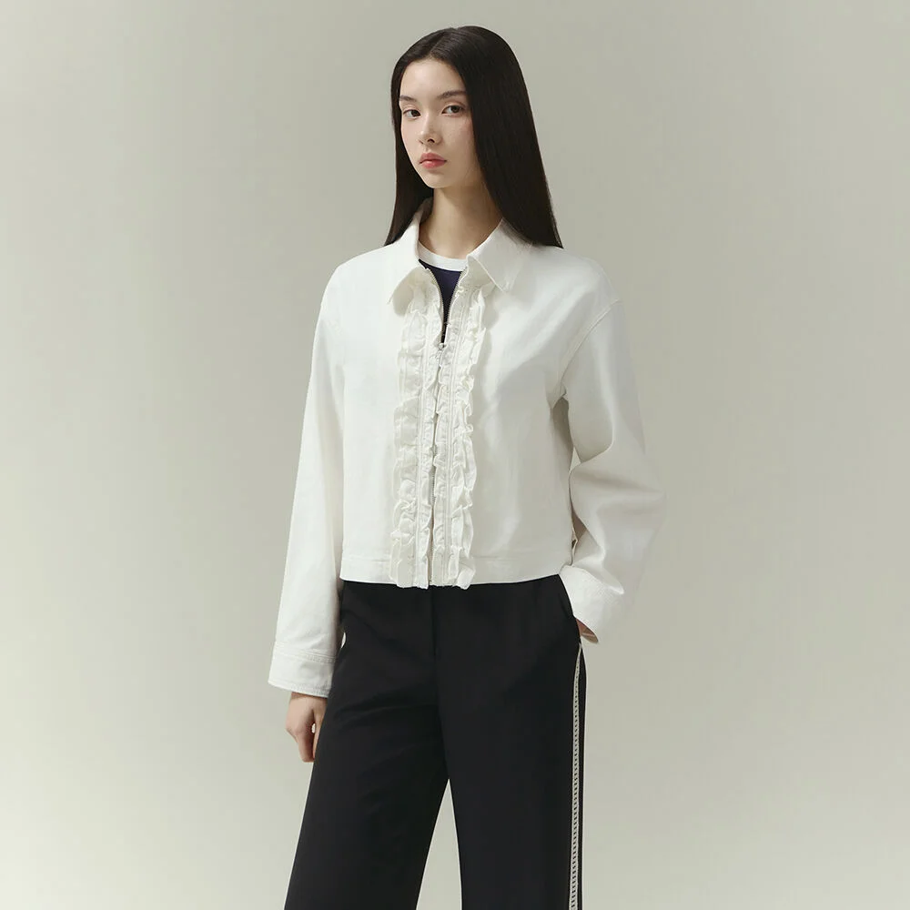it MICHA 荷葉邊 線條 水洗 牛仔 外套 ITP3DJK700_2colors