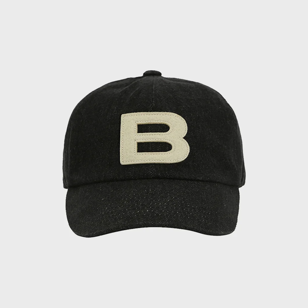 B LOGO WASHED CAP (BLACK)