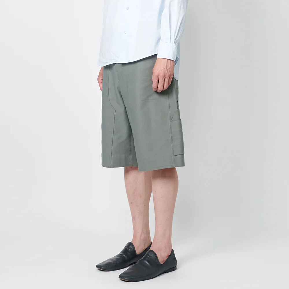 DOUBLE KNEE POCKET HALF PANTS GREYISH GREEN