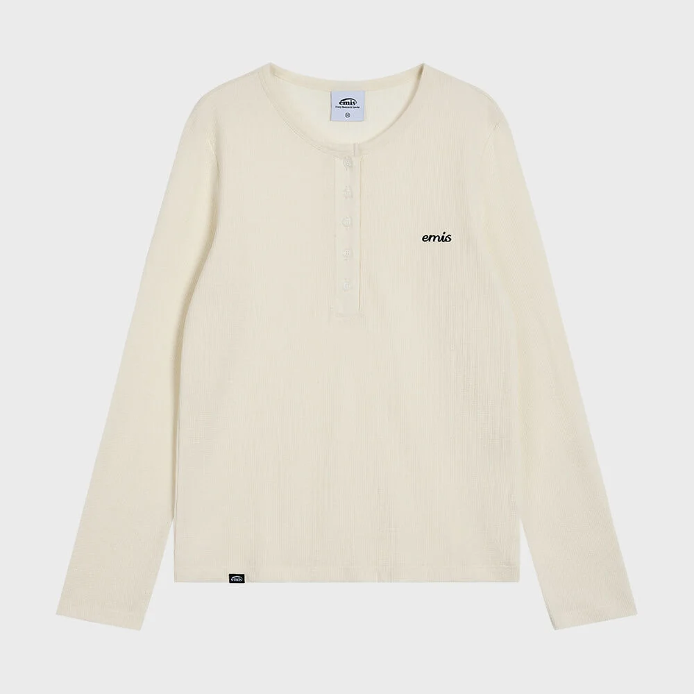 HENLEY NECK T-SHIRT-IVORY