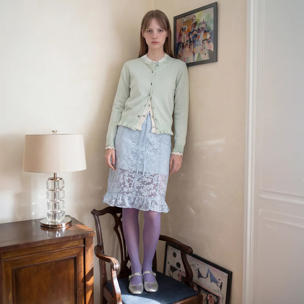 Flower Sheer Skirt (Blue)