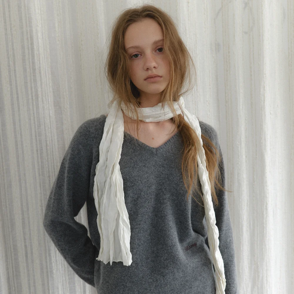 1次 再訂版 Abigail V-Neck Knit_charcoal