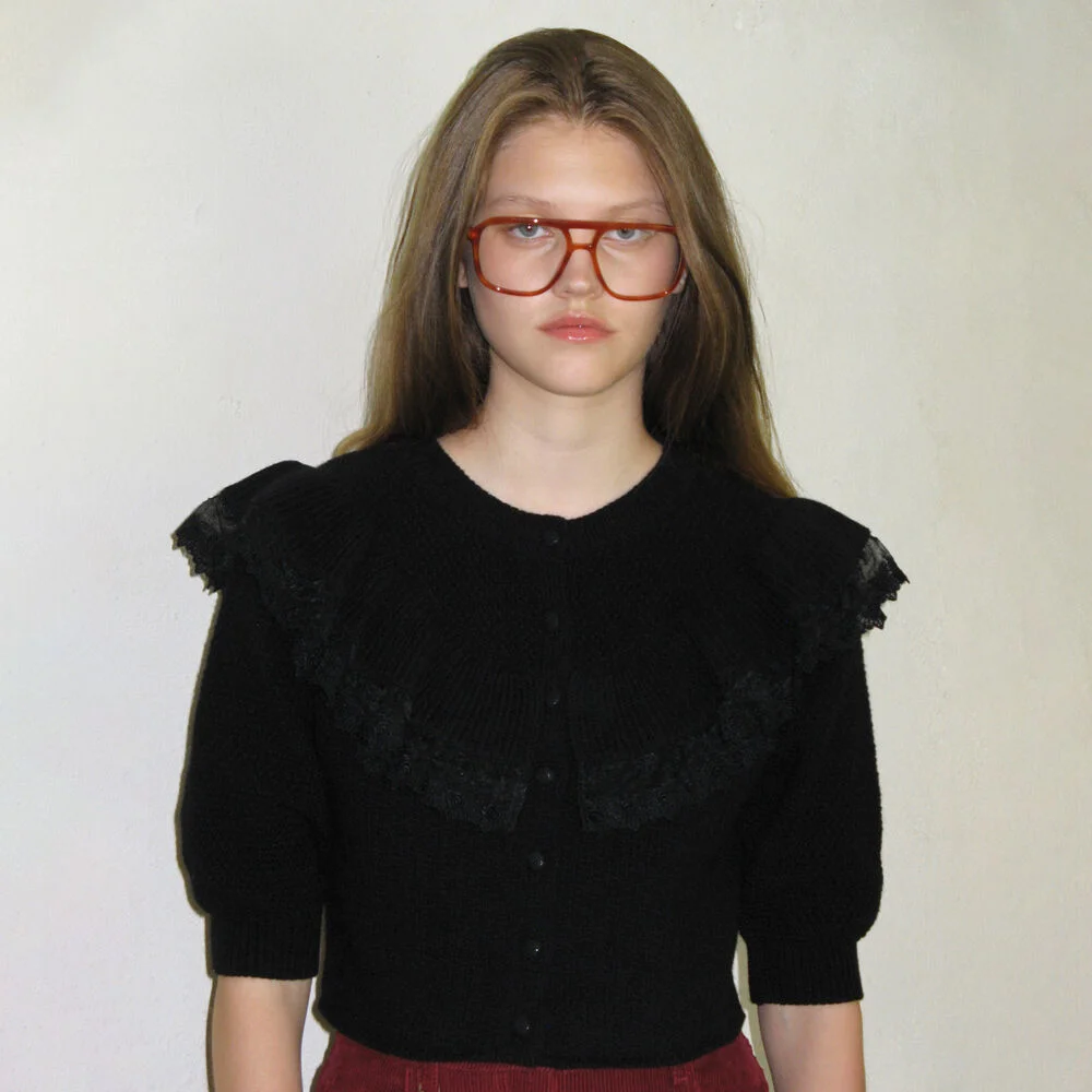 Ruffle Puff Cardigan (Black)
