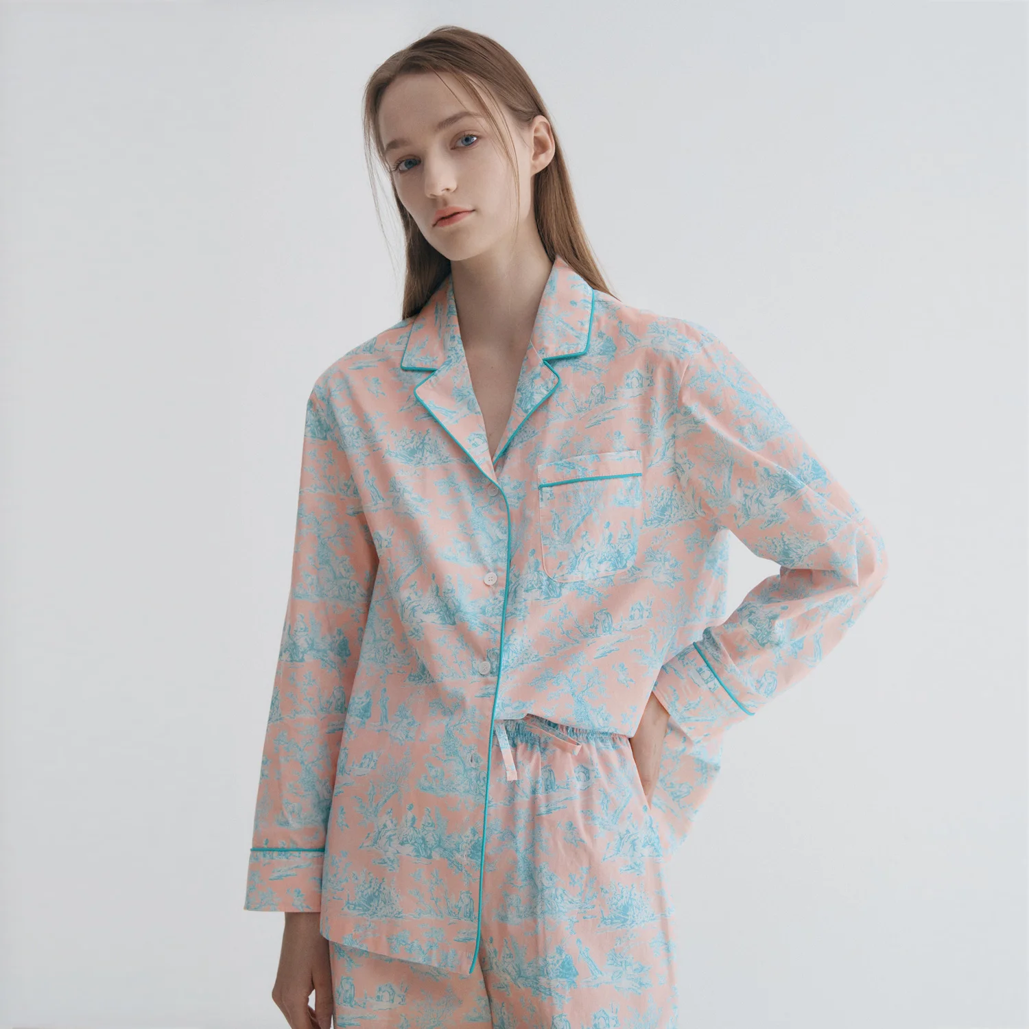 粉色 Toile de Jouy 女裝 睡衣 Pair