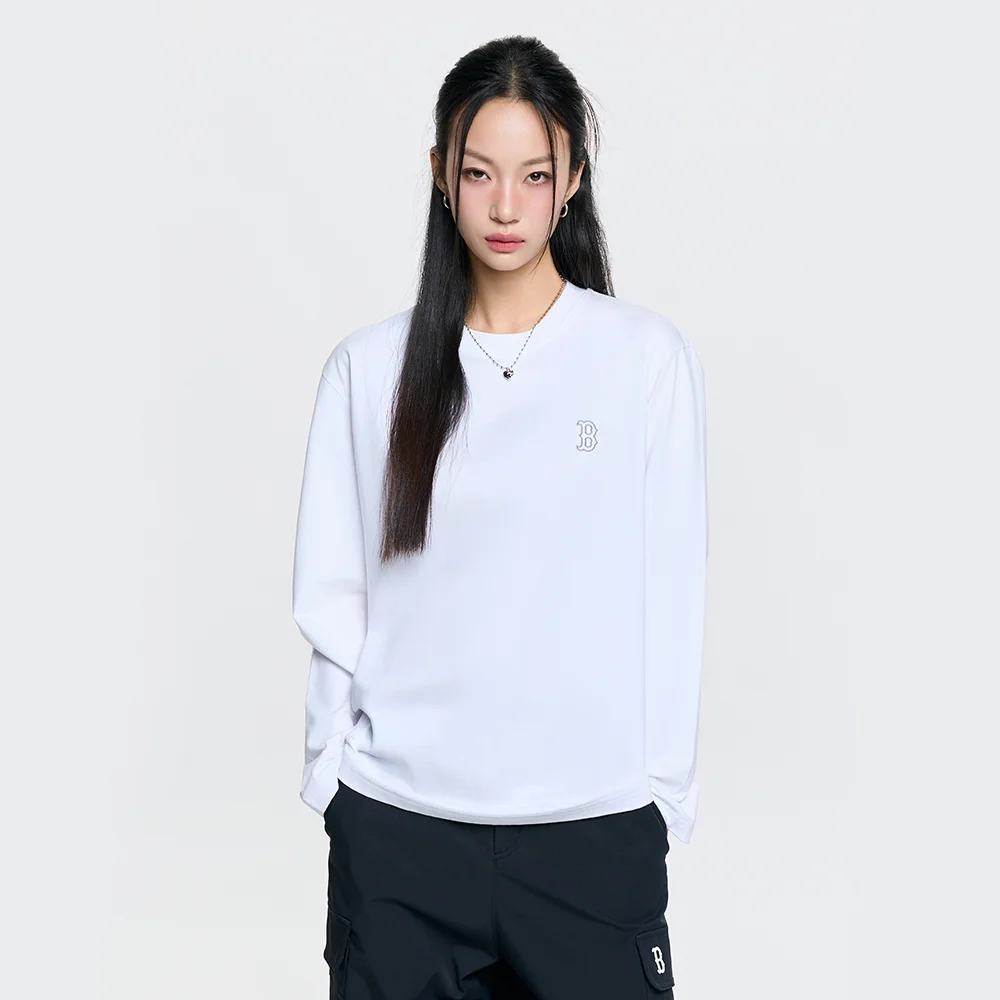 基本款 寬鬆版型 長袖 T恤 BOS (White)