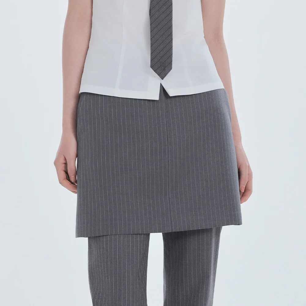 Mila Waist A-Line Skirt - Grey Stripe