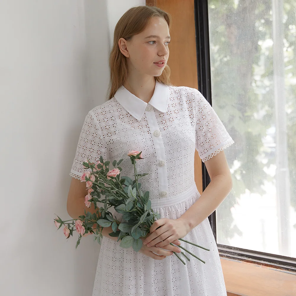 Punching Lace Dress - White