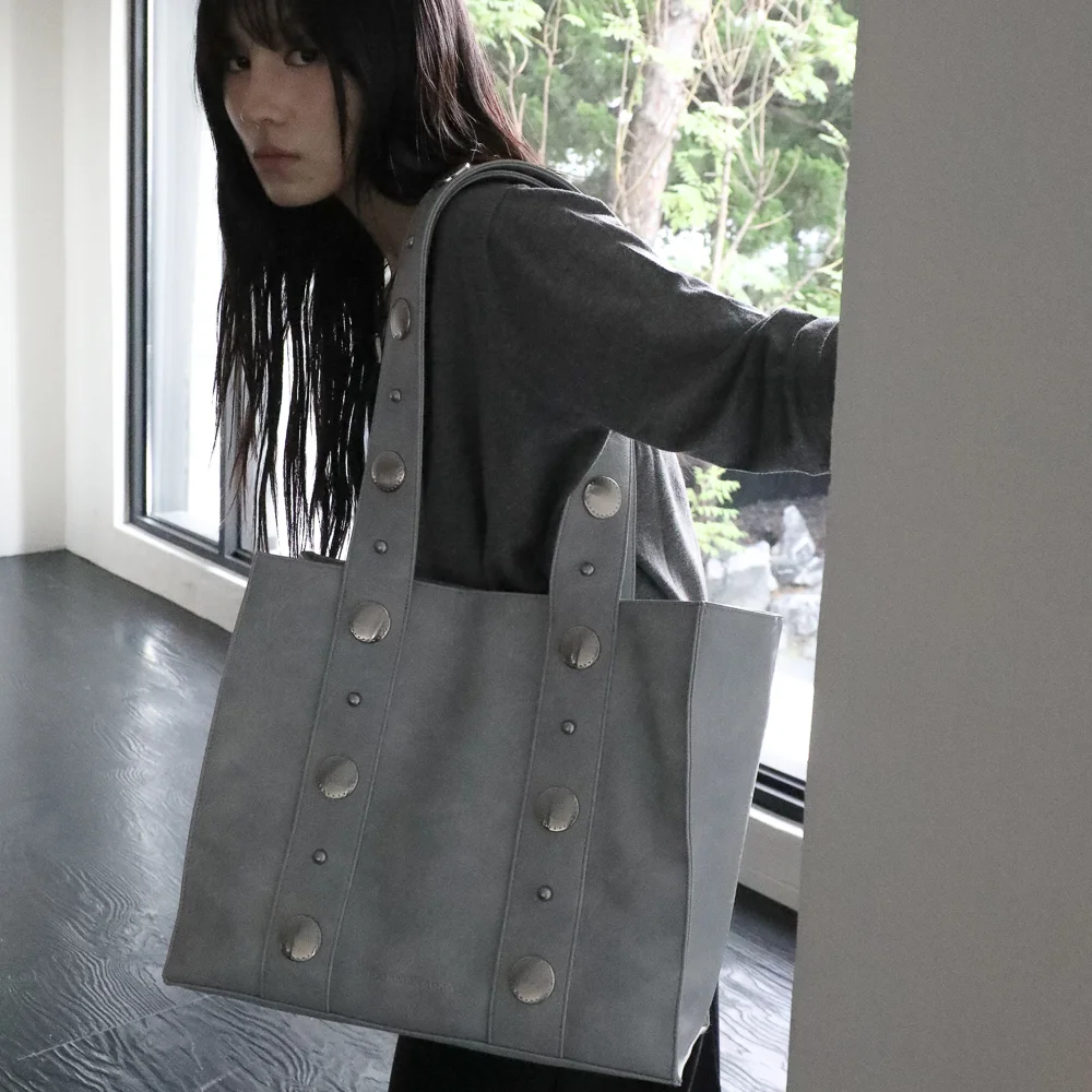 Big Studded Shopper Bag (Sky Blue)