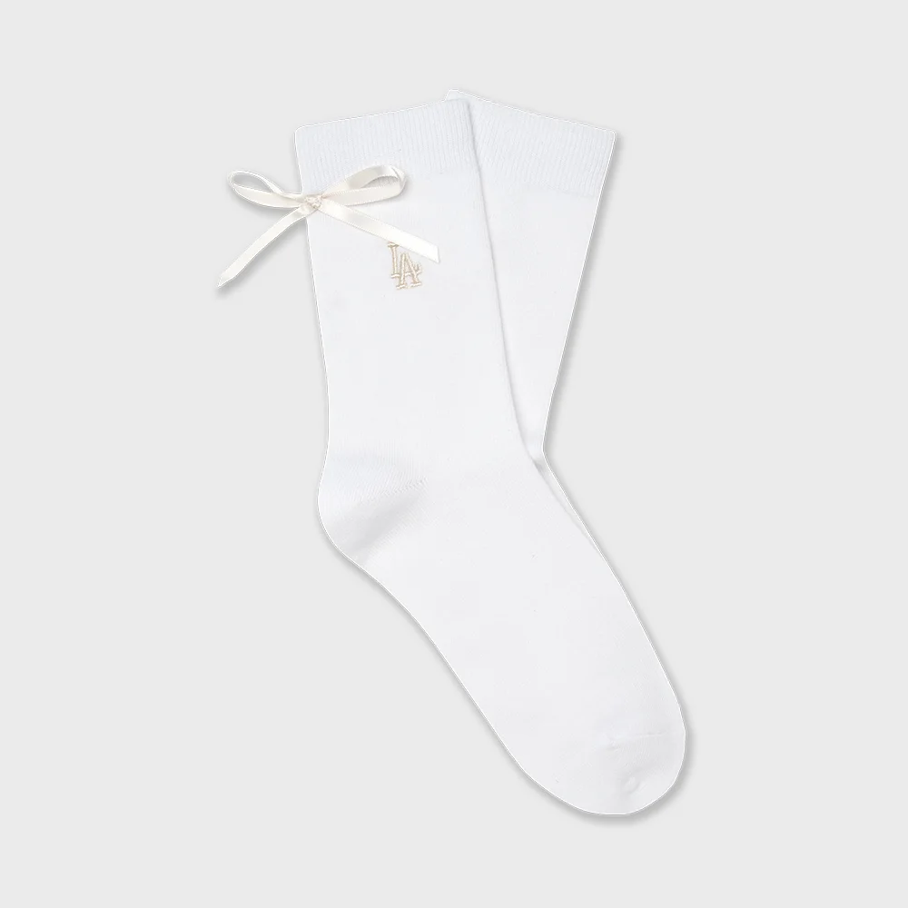 蝴蝶結 中筒 襪 LA (White)
