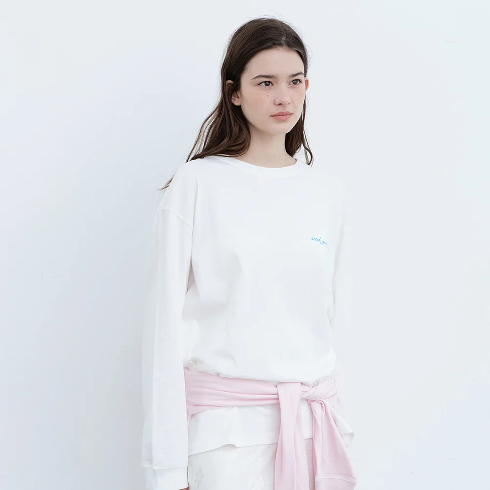 Sad Girl Club Long Sleeve T-Shirt-White