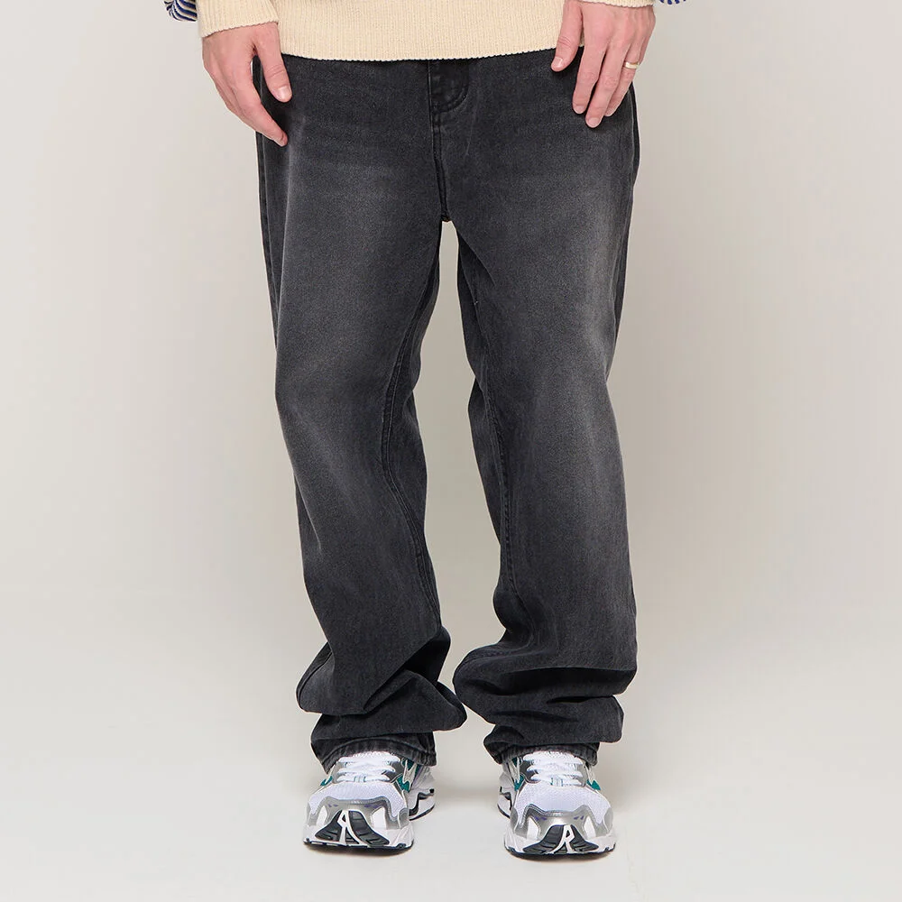 SEMI WIDE DENIM PANTS (BLACK)