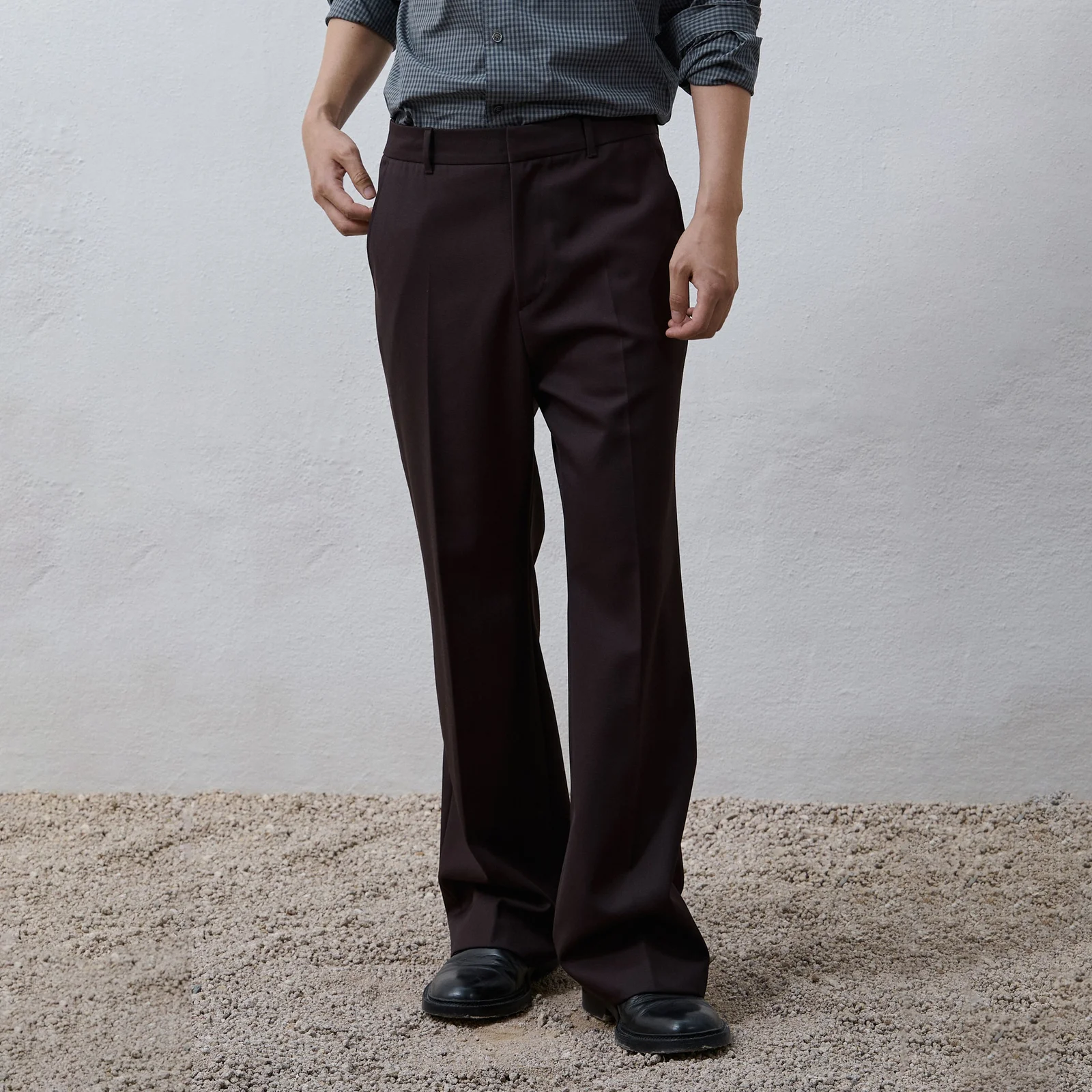 Flared Wool Trousers - Brown