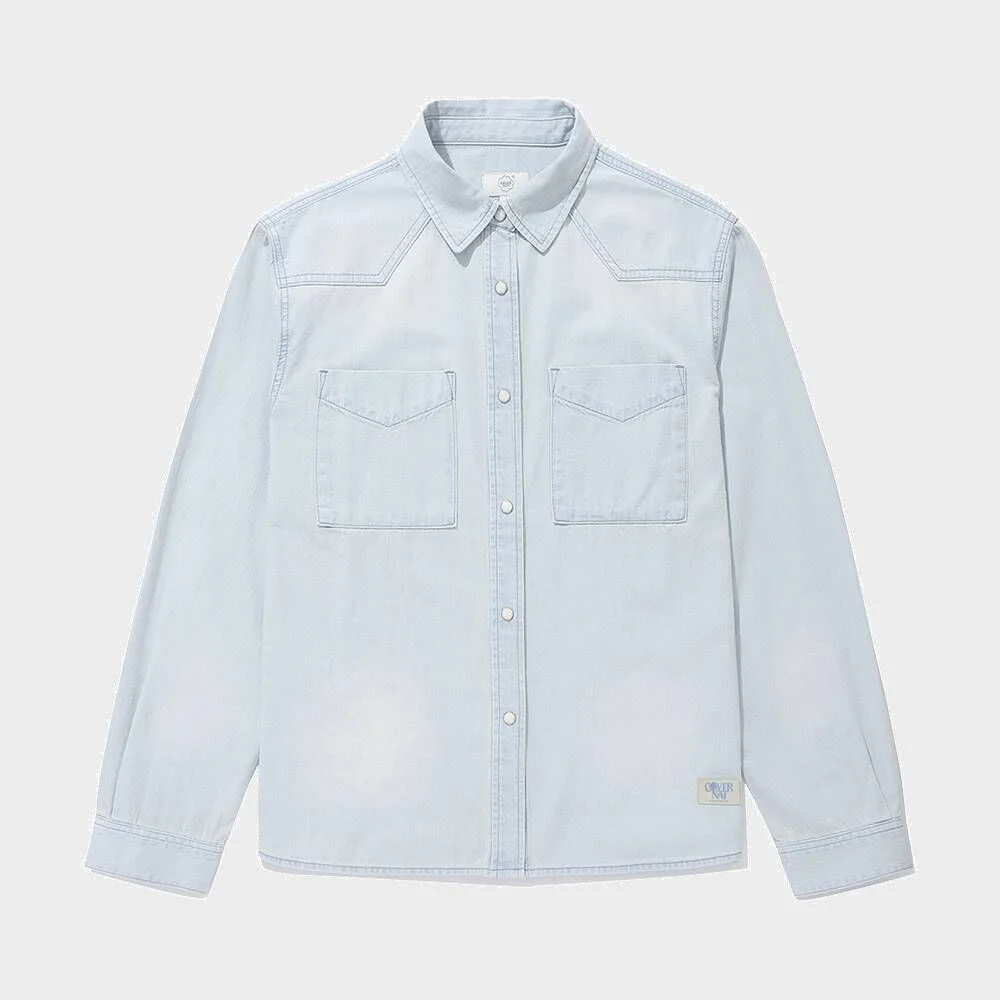 女裝 口袋 牛仔 襯衫 Light Blue