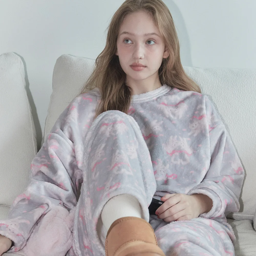 vintage love cat winter pajama (睡衣)