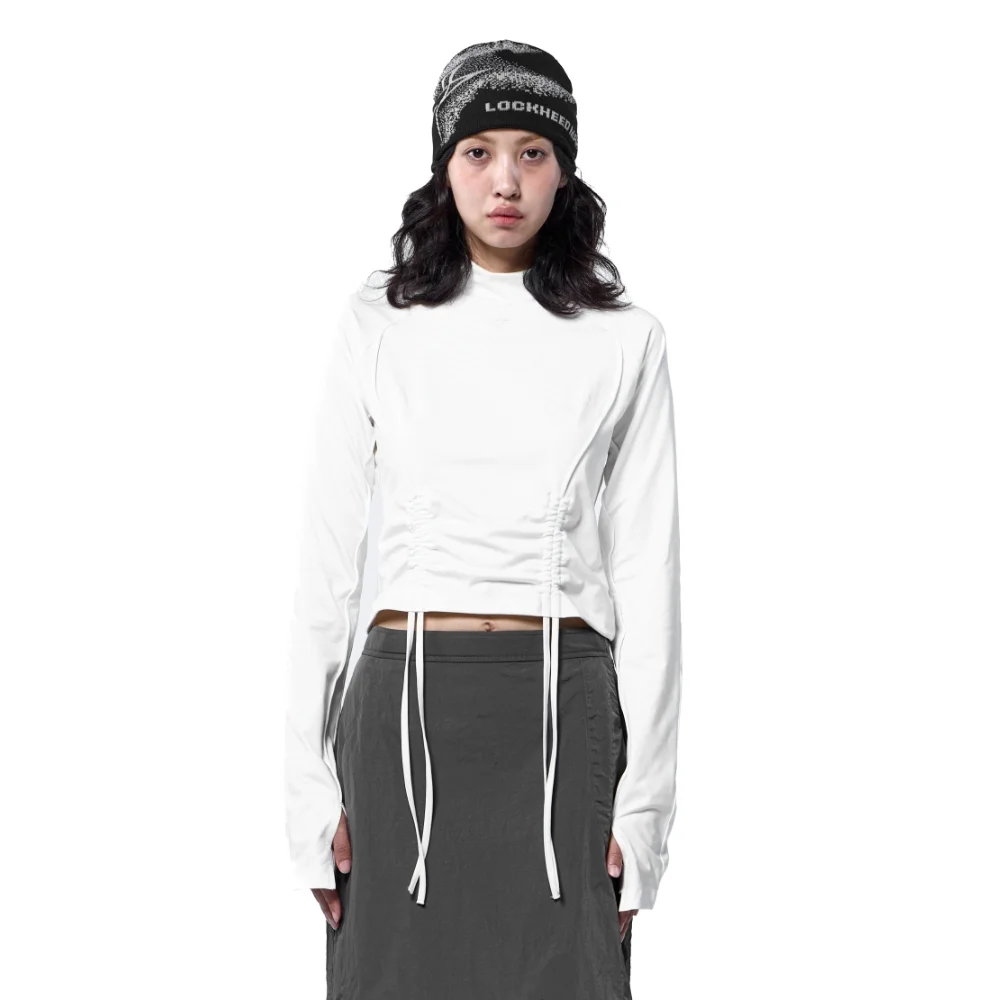CROP STRING LONG SLEEVE TEE (OFF WHITE)