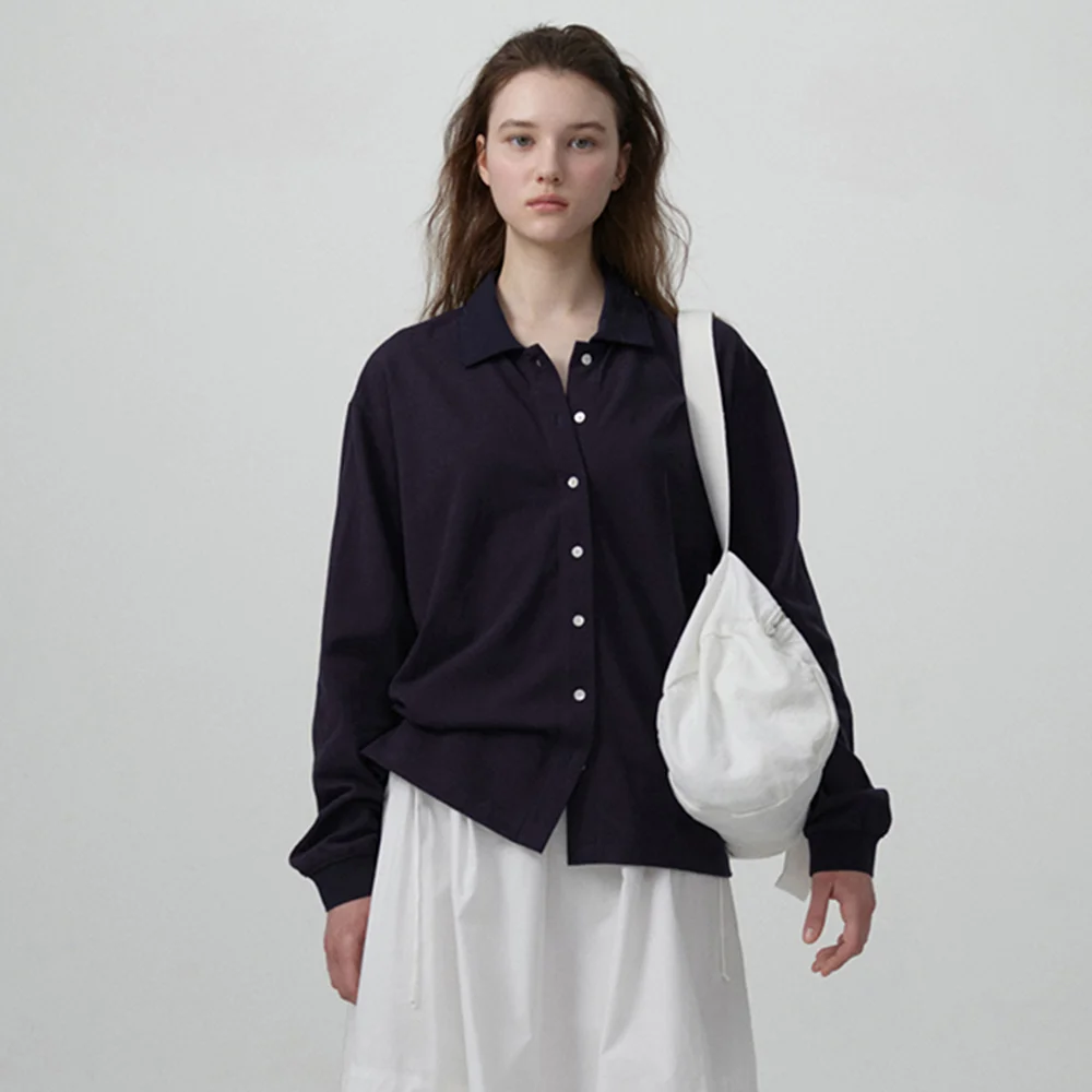 Renor Pique Shirt Cardigan_Navy