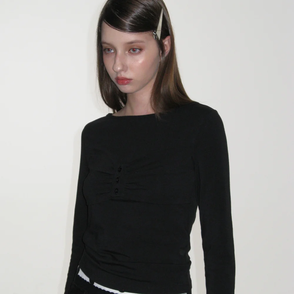 RIBBON BUTTON TOP_BLACK