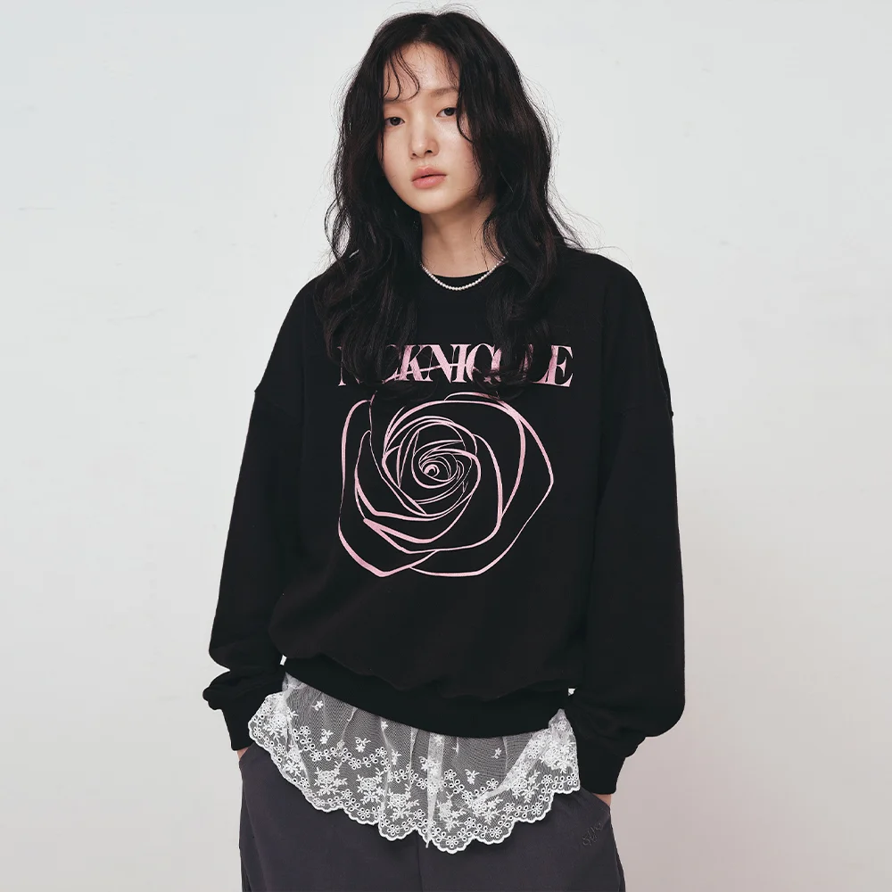 NICOLE ROSE PRINTING SWEATSHIRT_BLACK PINK