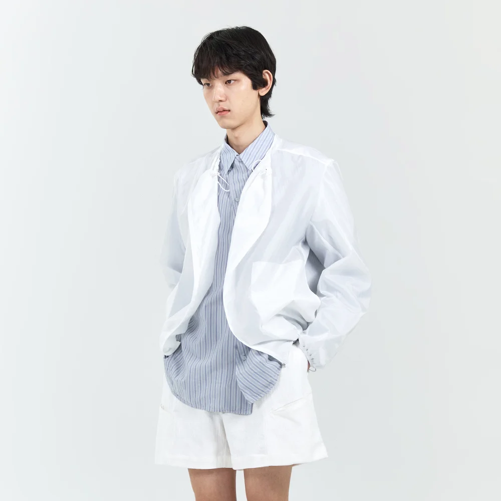 MENS GARMENT DYED CURVED STRIPE SHIRT LIGHT BLUE (STRIPE)