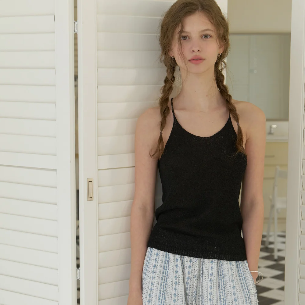Halter neck knit sleeveless (black)