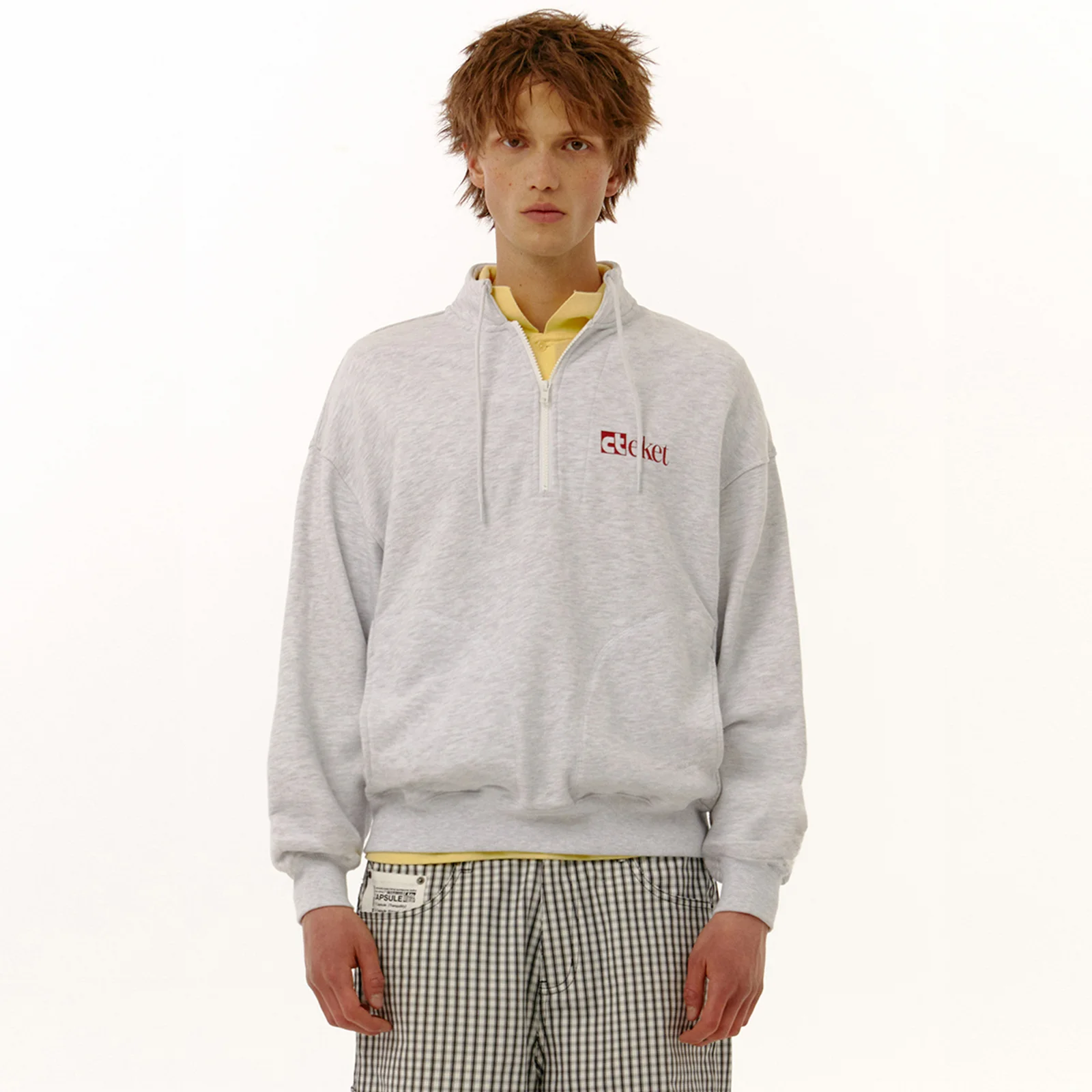 Plan Half Zip-Up Sweatshirt Melange Gray