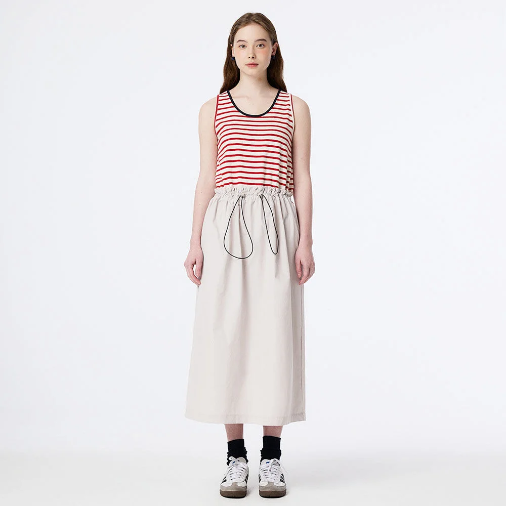 MARINE STRIPE SLEEVELESS DRESS (RED)