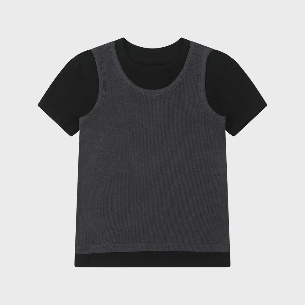 D-CONTRAST T-SHIRT IN CHARCOAL