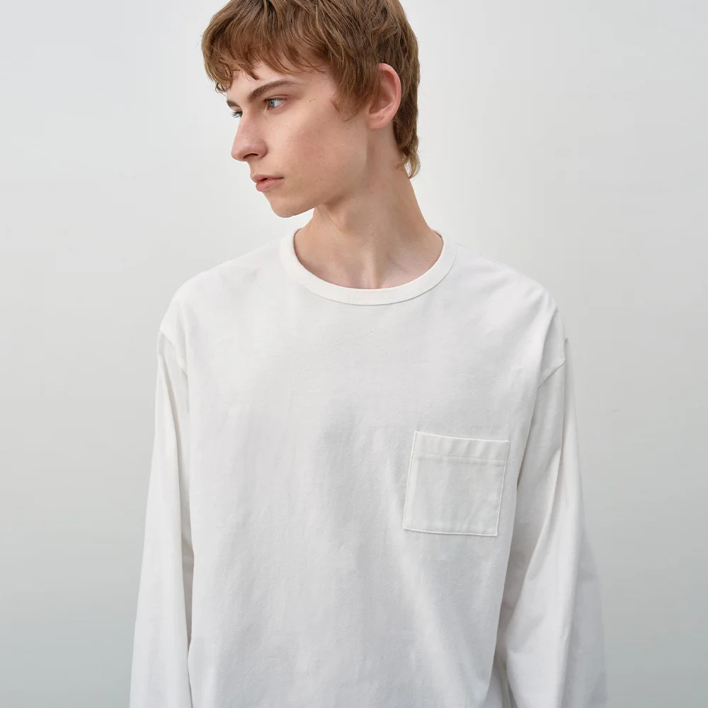 Light Peach 口袋 長袖 WHITE