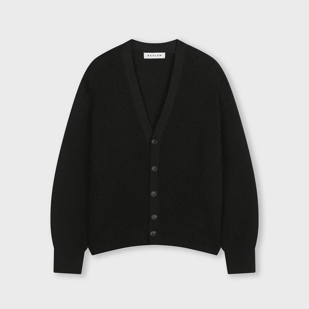 LOW GAUGE BULKY SHORT CARDIGAN BLACK