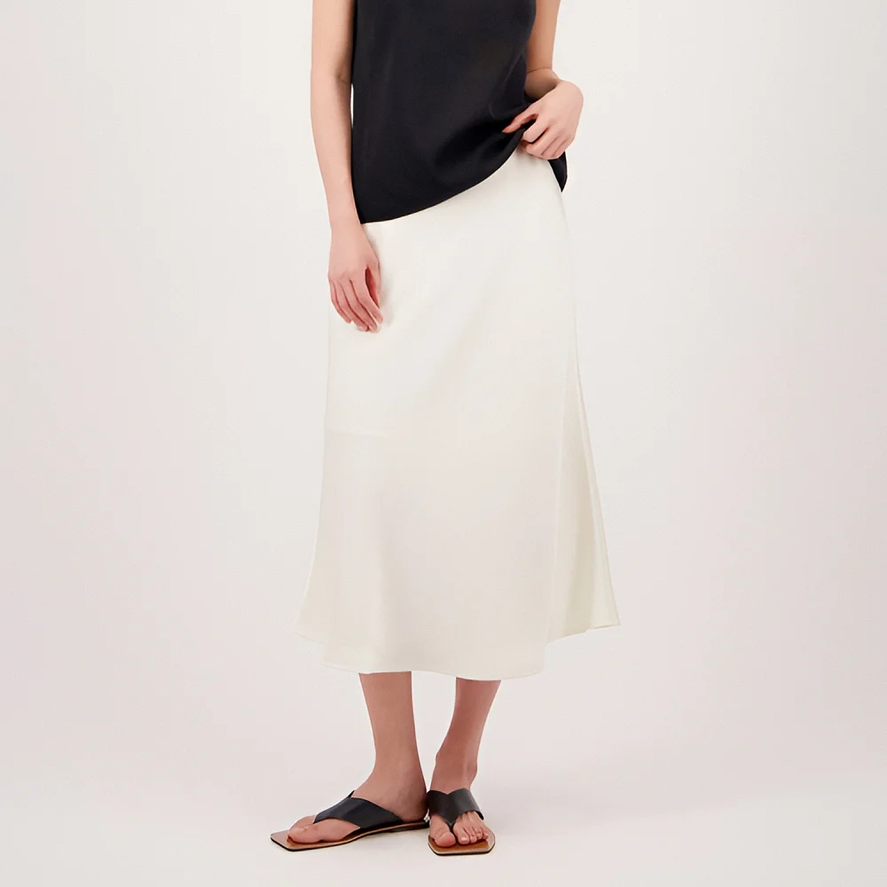Satin A-line Skirt _White