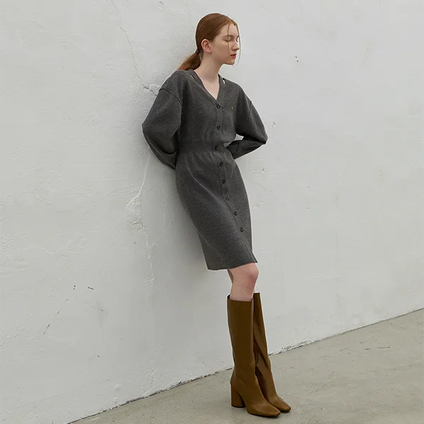 LOWELL BALLOON SLEEVE CUTOUT KNIT DRESS (OP-6098)