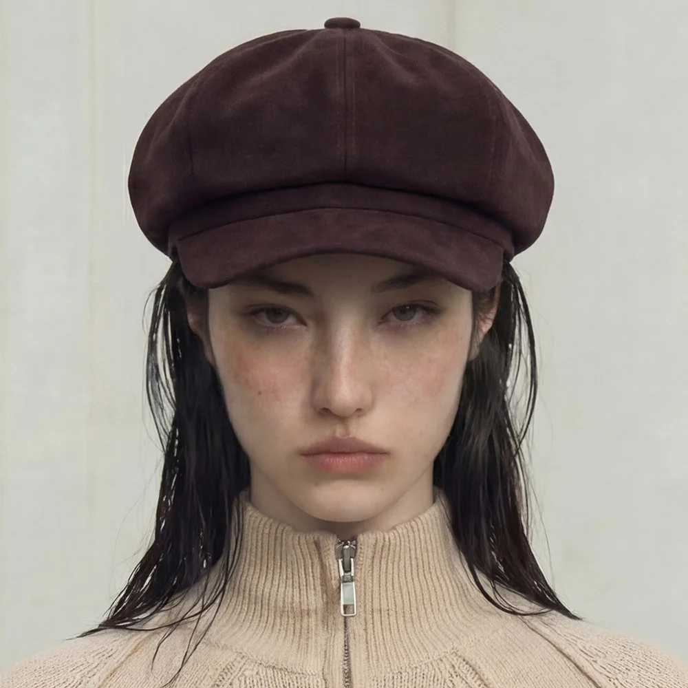 麂皮 秋季 冬季 經典 復古 女裝 報童帽 獵人帽 CASTRO BERET / T SUEDE / D WINE