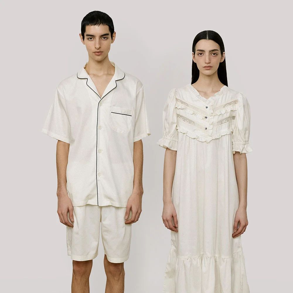 (couple) Classic Cotton Short Pajama Set + One-piece 003