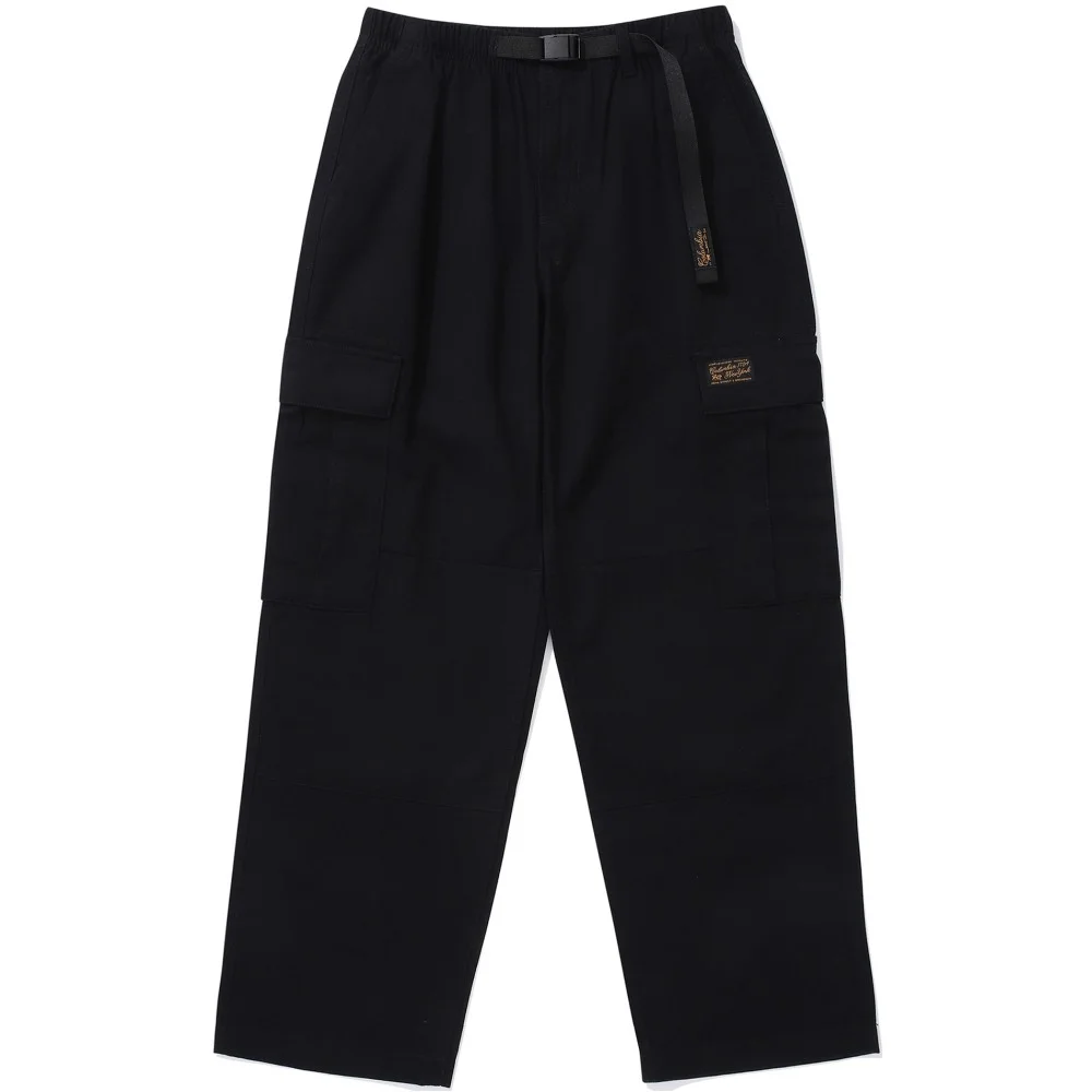 SL-LABEL BELTED CARGO COTTON PANTS 黑色