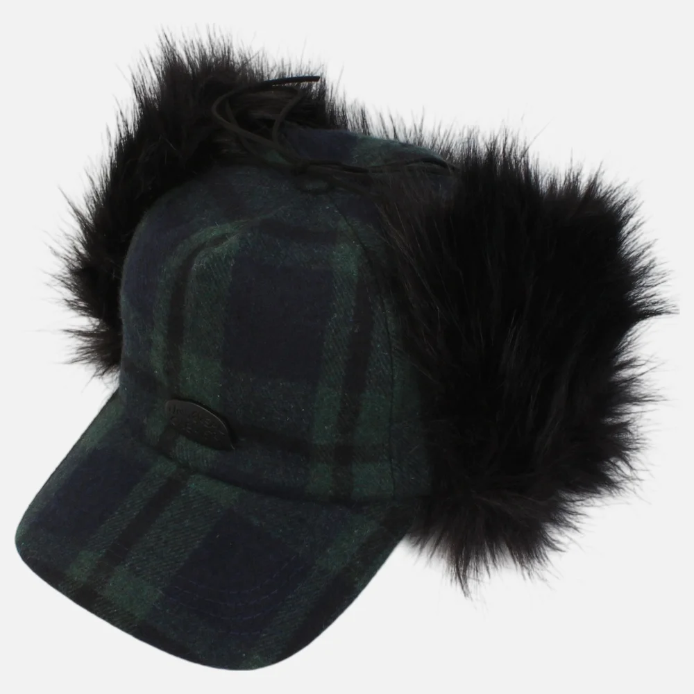 Check Green Fur Earflap Cap 護耳帽