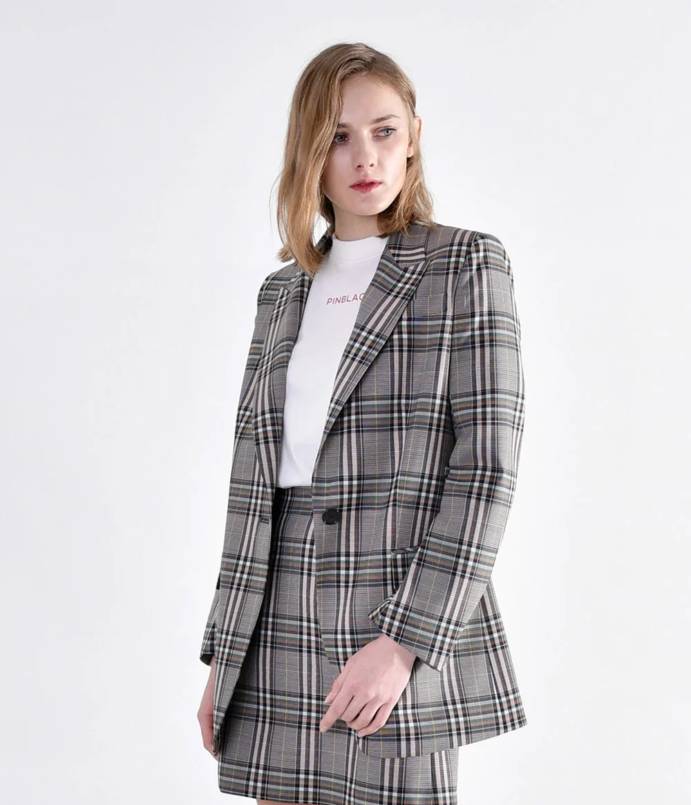 classic check tailored jaket GREEN