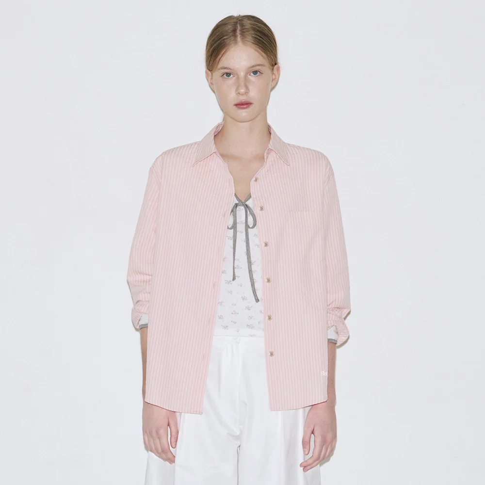 Seersucker Stripe Shirt (Pink)