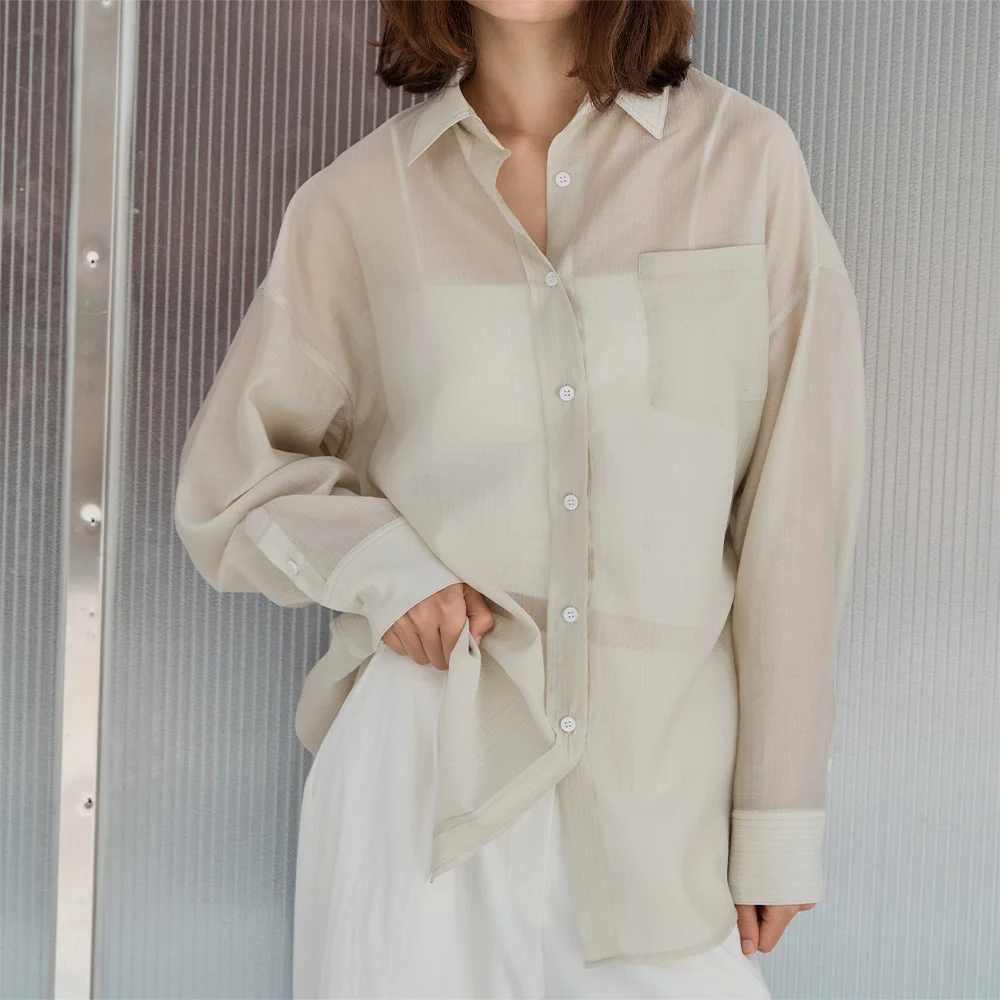 Sheer Tencel Shirt _Beige