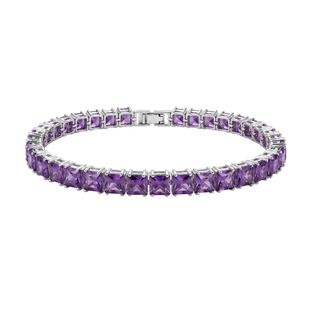 方形 水鑽 Train 手鏈_紫色 Square Cubic Train Bracelet_Purple