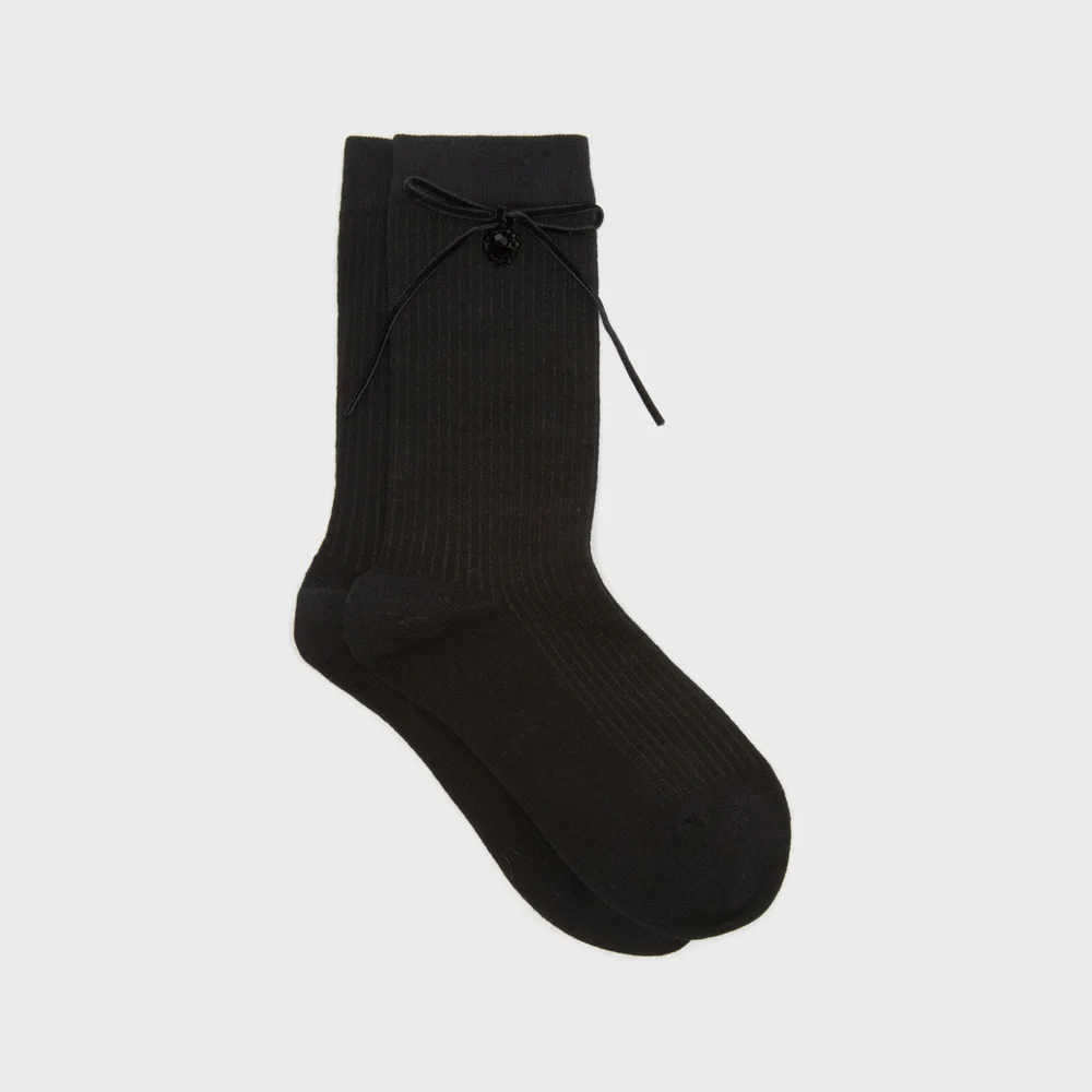 Ribbon bead socks(black)_DSLAA26502BLK