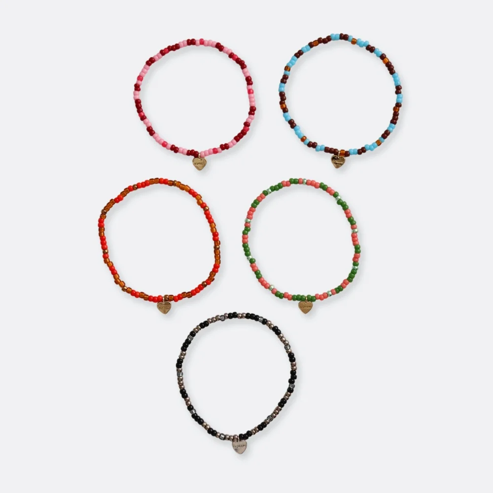Alba color mix layered beads Bracelet 心形 吊飾 色 混搭 Seed 串珠 手鏈