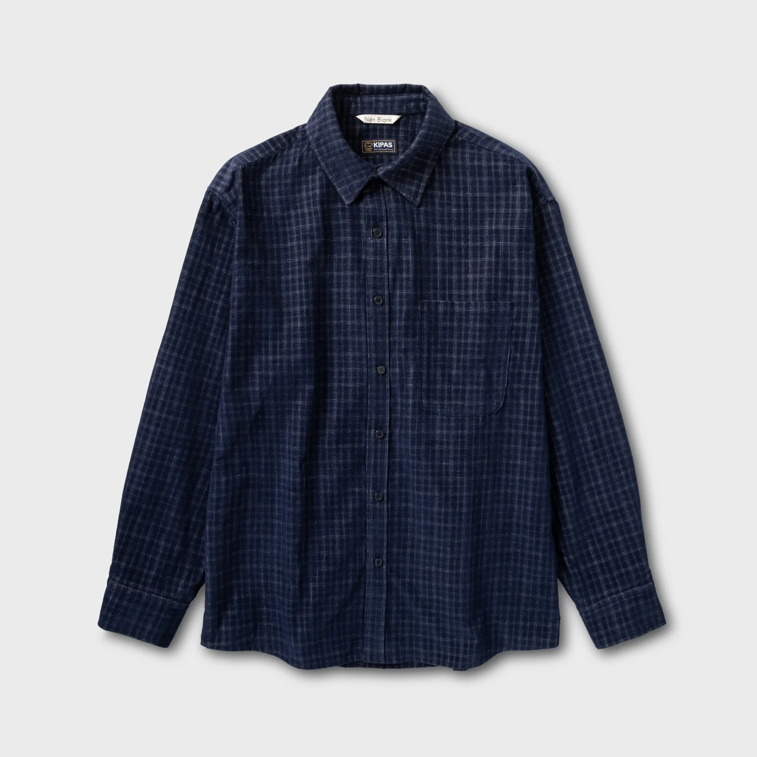 純棉 絲絨 格紋 襯衫_BLUE