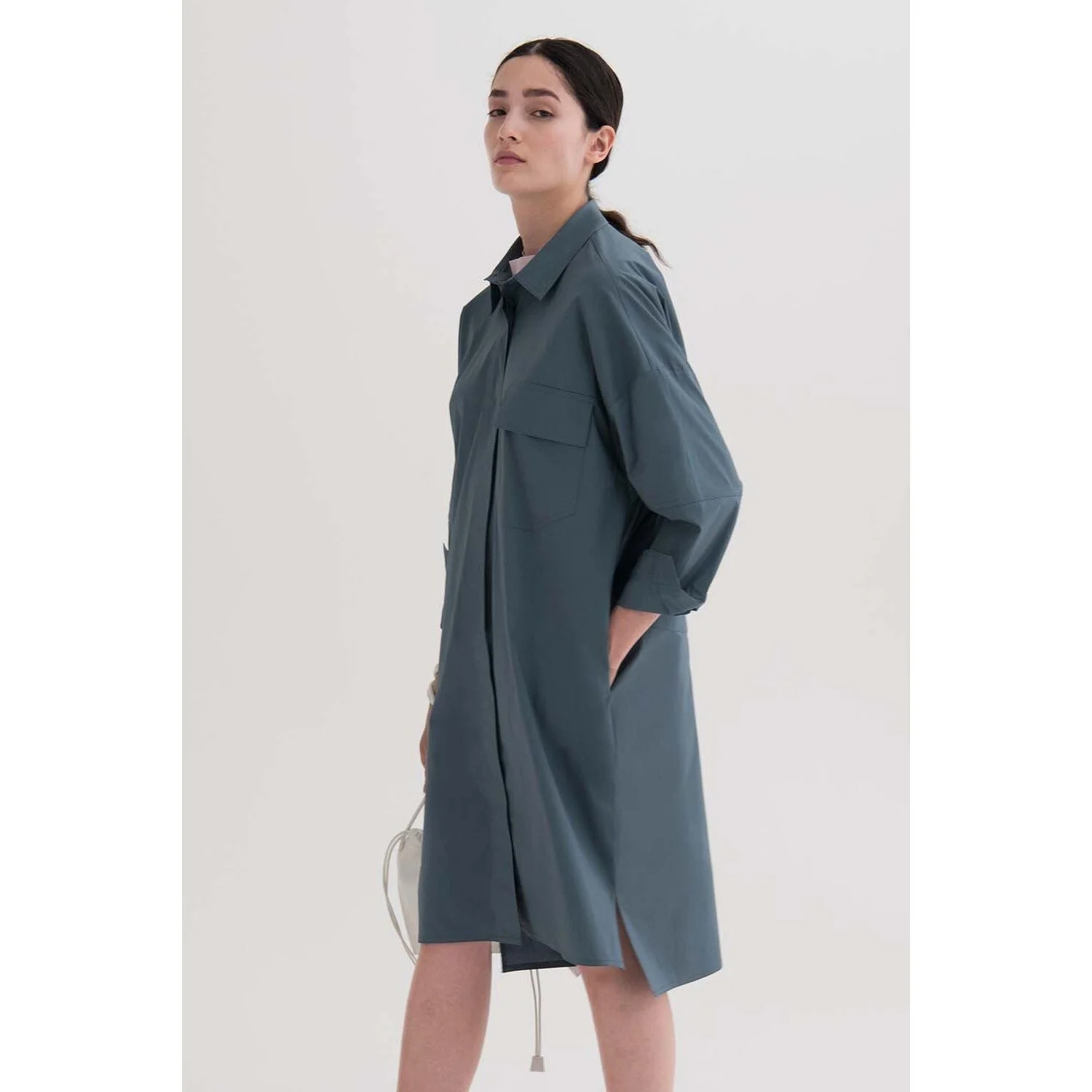 BACK BLOUSON SHIRTDRESS (DARK STONE) 213-BC50CD-139