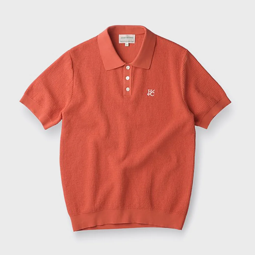 Waffle Short-Sleeves Polo Knit ABWAM26701ORX