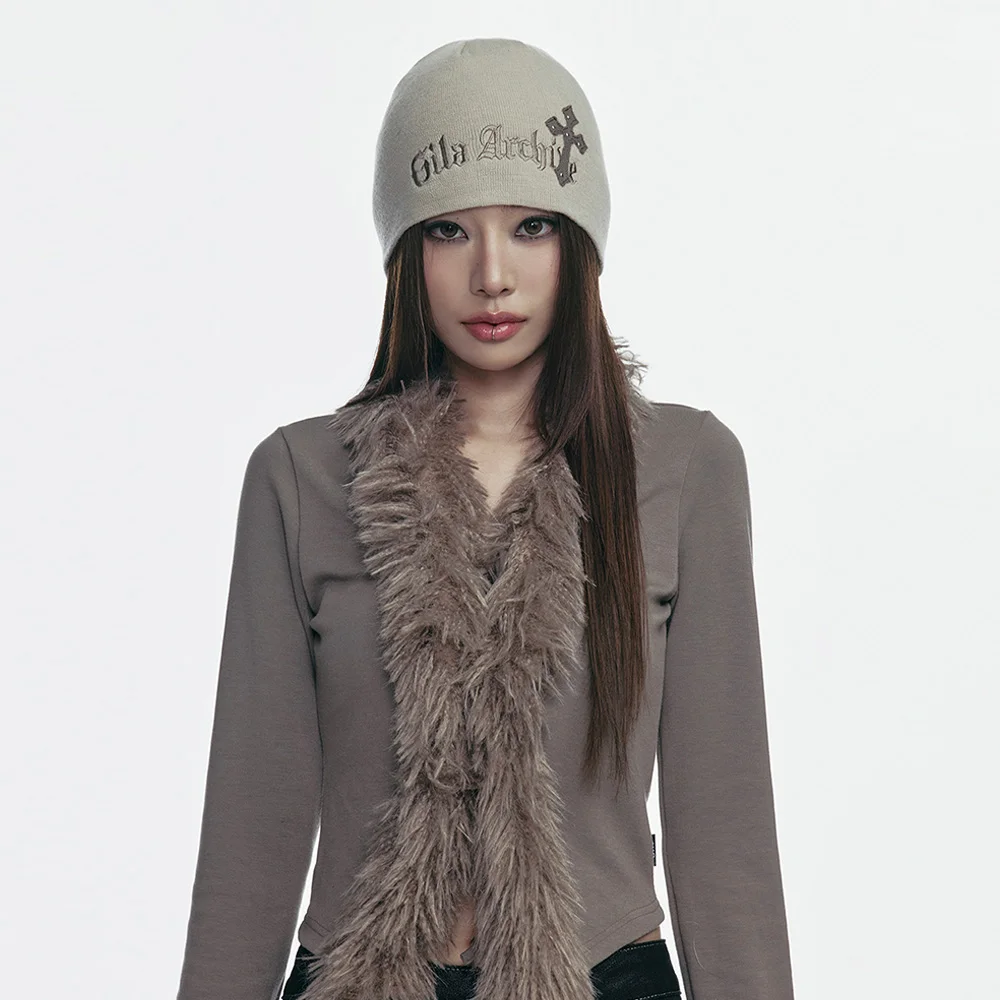 CROSS PATCHED LOGO BEANIE_BEIGE