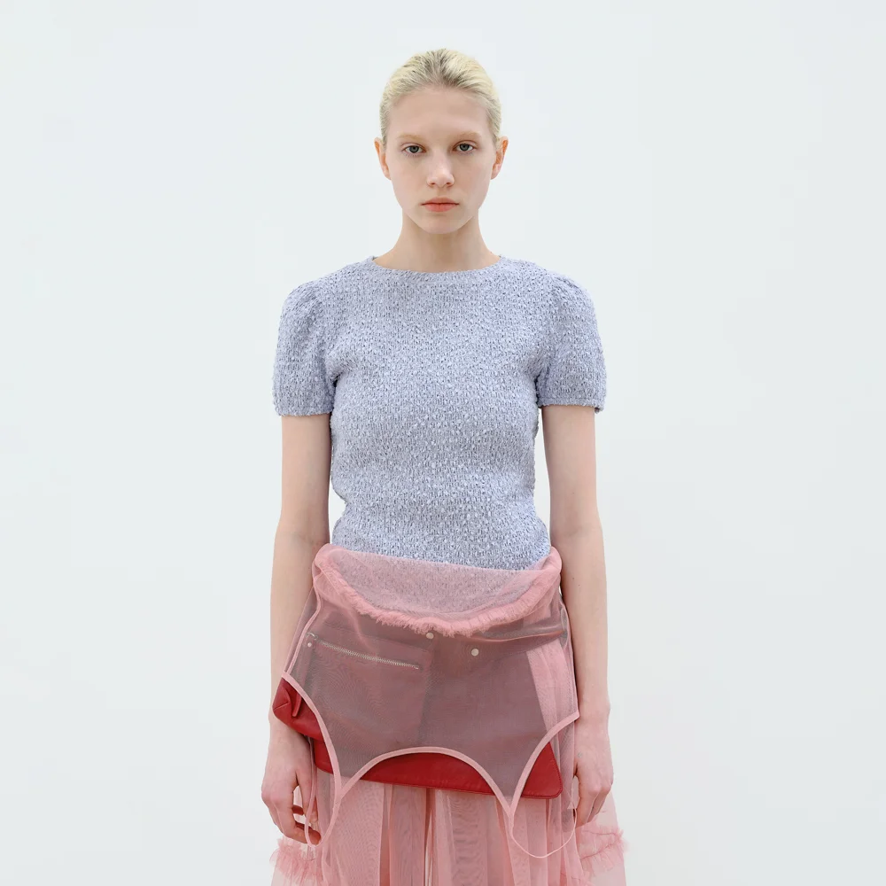 SMOCKED PUFF SLEEVE TOP - LAVENDER