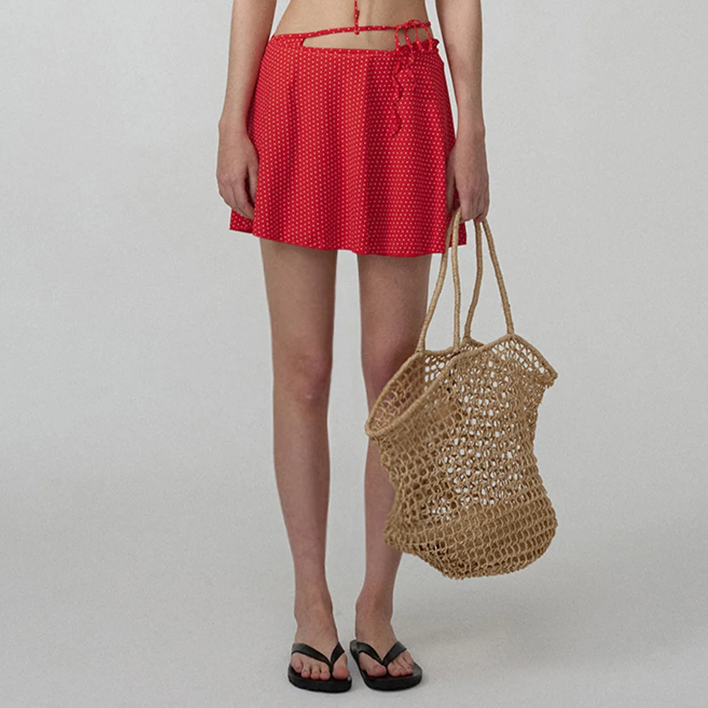 Dot Ruffle Bikini Wrap Skirt_2Color
