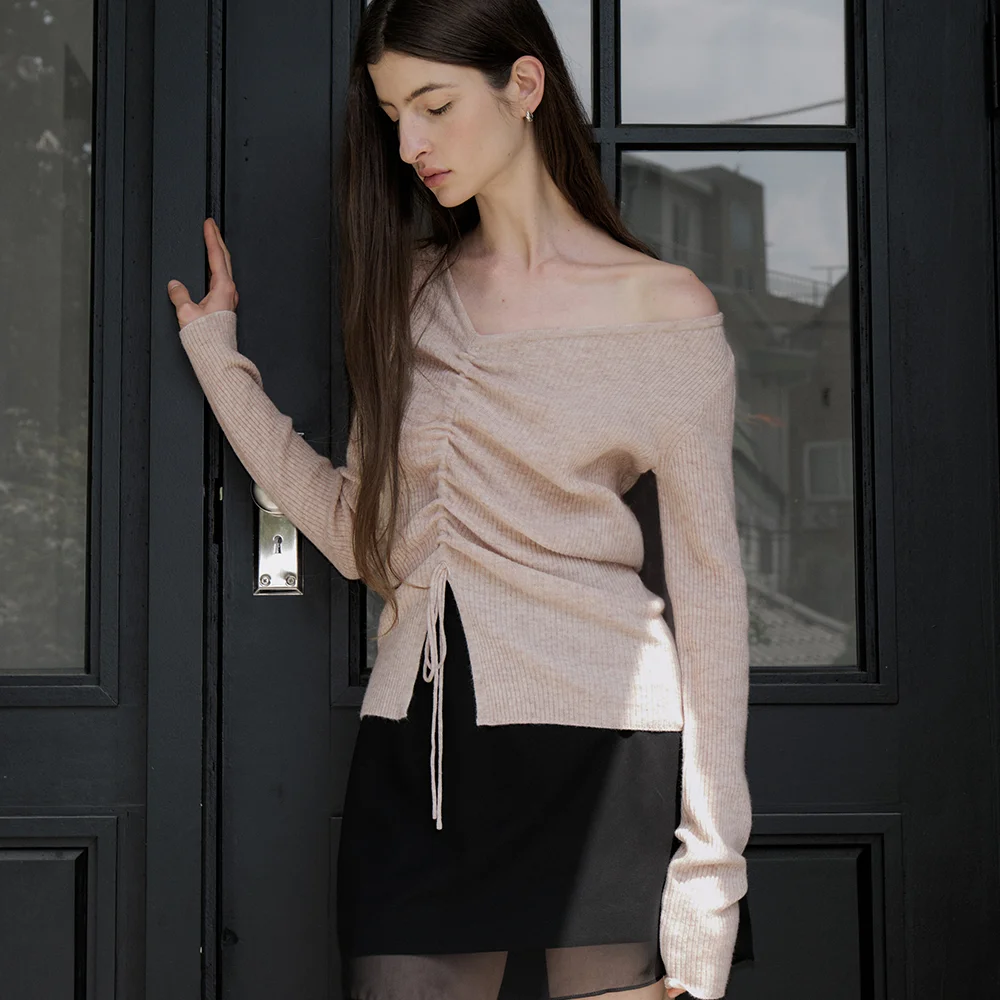 oblique string ribbed knit (rose pink) orc 6098