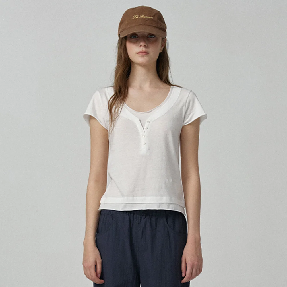 Noah Slim Layered Tee_White